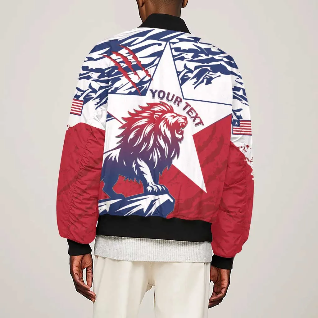 Personalised Afro Liberia Sleeve Zip Bomber Jacket African King Lion - Grunge Style LT15