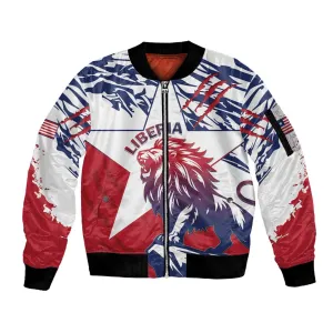 Personalised Afro Liberia Sleeve Zip Bomber Jacket African King Lion - Grunge Style LT15
