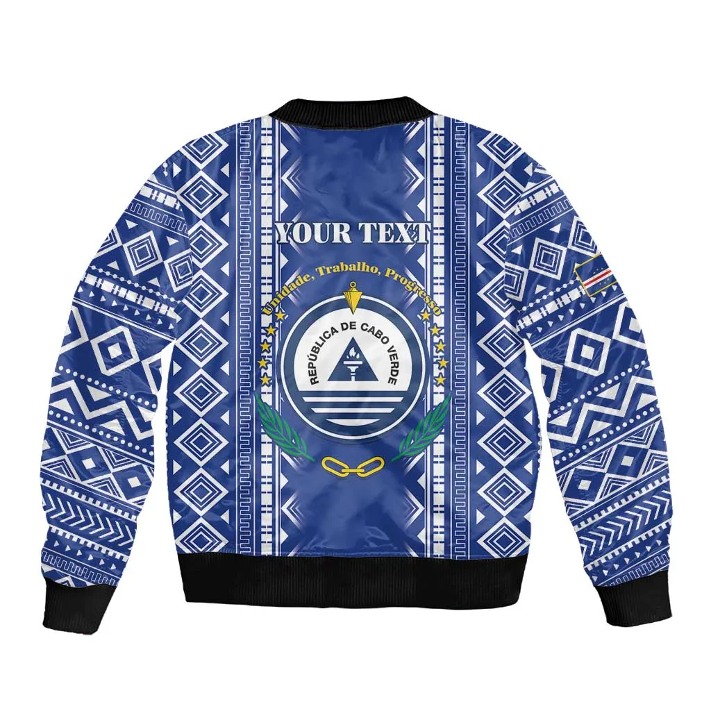 Personalised Cape Verde Sleeve Zip Bomber Jacket Grey Headed Kingfisher - Coat Of Arms LT15