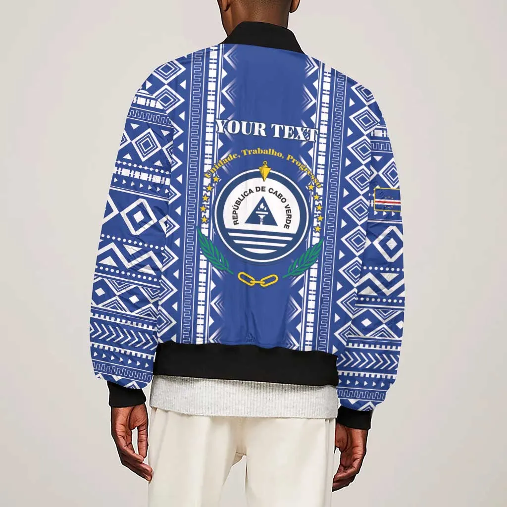 Personalised Cape Verde Sleeve Zip Bomber Jacket Grey Headed Kingfisher - Coat Of Arms LT15