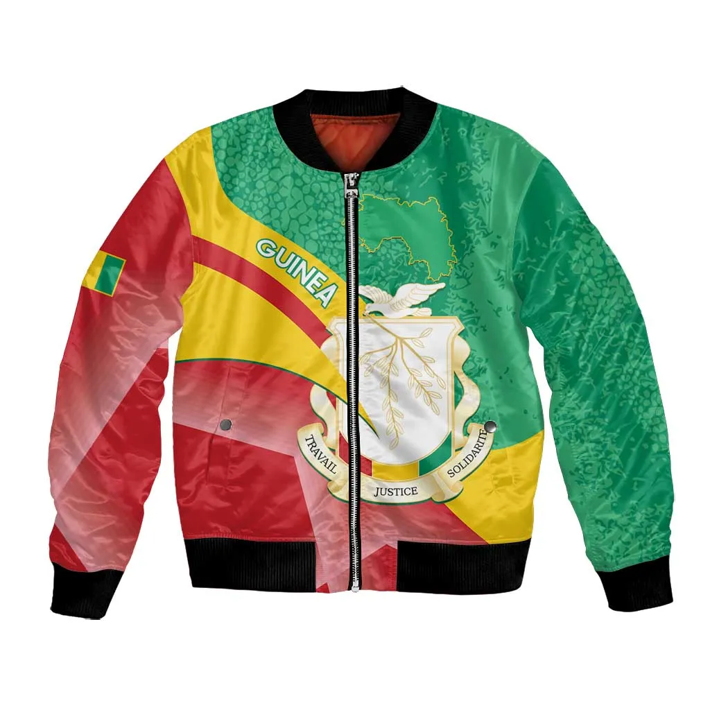 Personalised Guinea Independence Day Bomber Jacket Happy 2 October Guinee Coat Of Arms LT14
