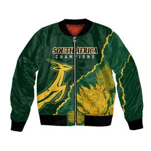 Personalised South Africa Rugby 2023 Bomber Jacket Bokke Champions Kente Ethnic LT7