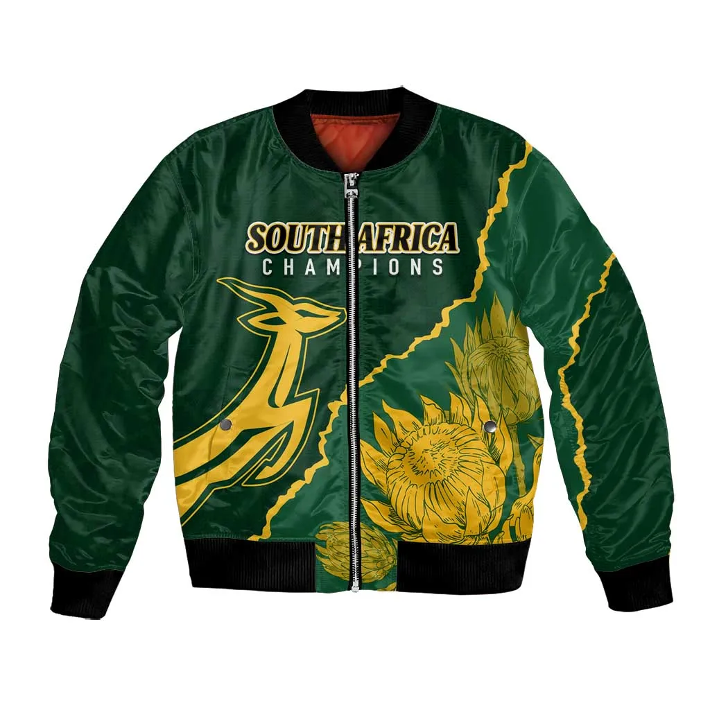 Personalised South Africa Rugby 2023 Bomber Jacket Bokke Champions Kente Ethnic LT7