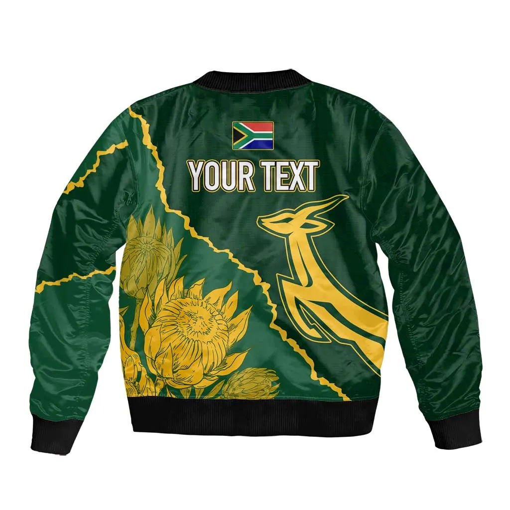 Personalised South Africa Rugby 2023 Bomber Jacket Bokke Champions Kente Ethnic LT7