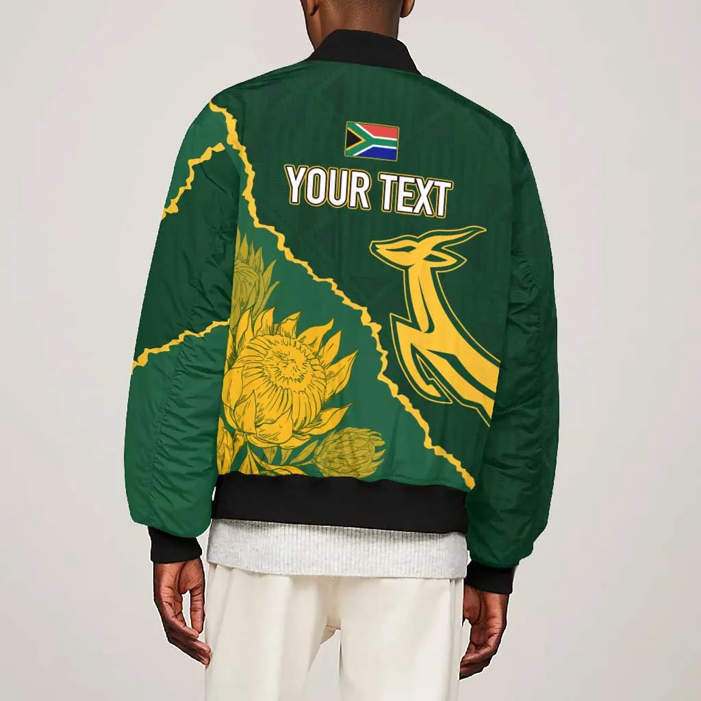 Personalised South Africa Rugby 2023 Bomber Jacket Bokke Champions Kente Ethnic LT7
