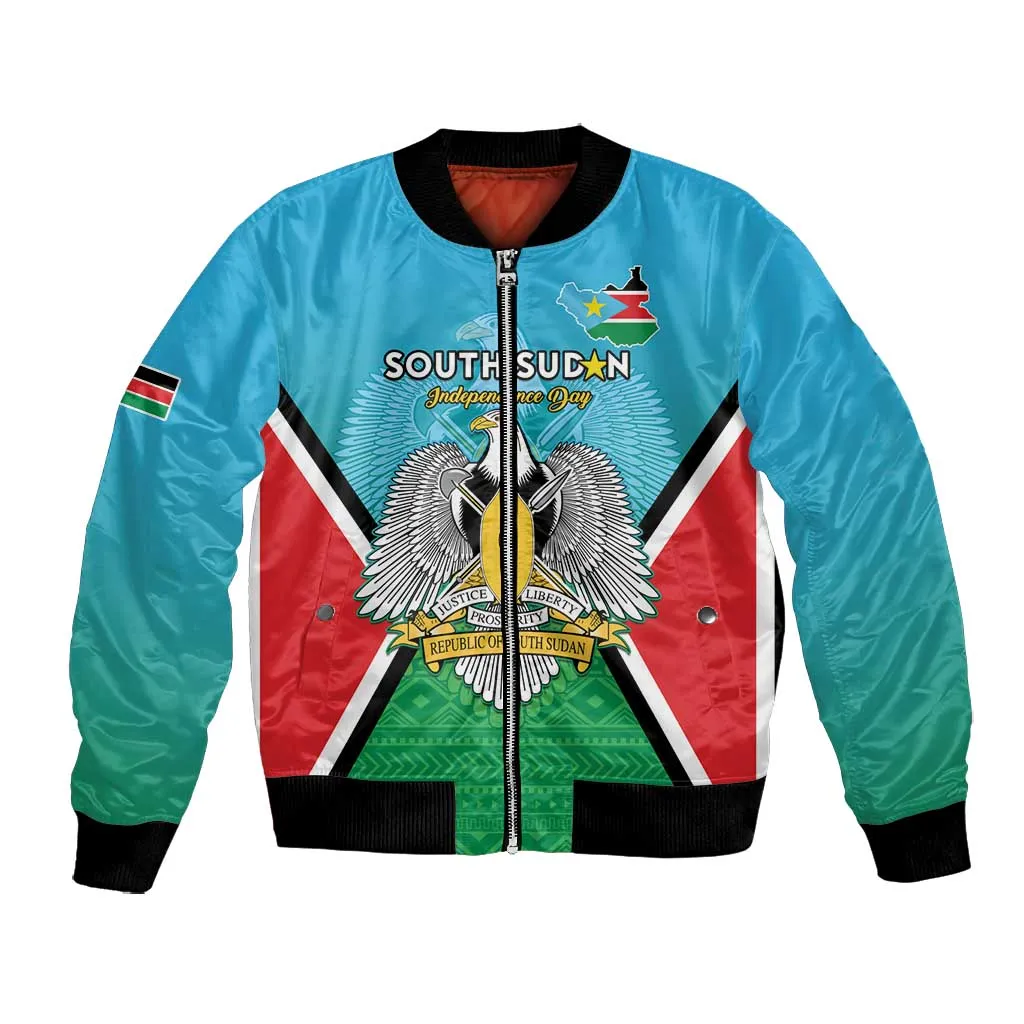 Personalised South Sudan Bomber Jacket Coat Of Arms - Happy Independence Day LT15