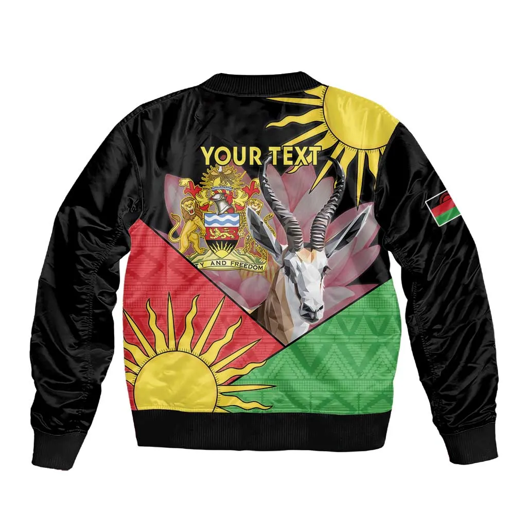 Personalized Africa Malawi Sleeve Zip Bomber Jacket Thomsons Gazelle With Lotus LT15
