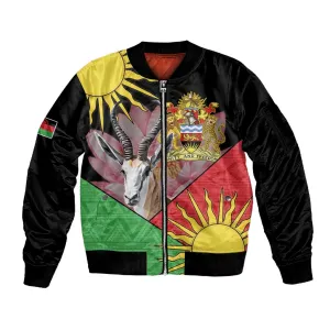 Personalized Africa Malawi Sleeve Zip Bomber Jacket Thomsons Gazelle With Lotus LT15