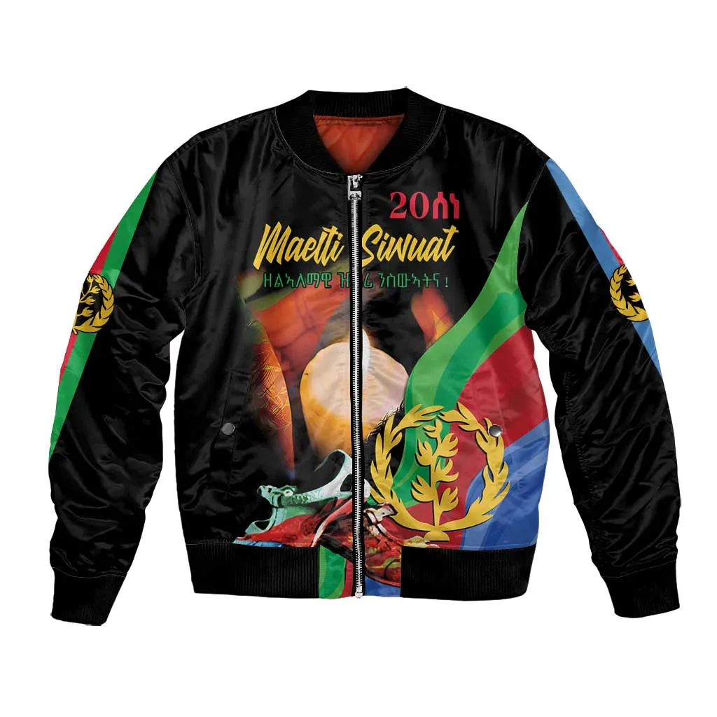 Personalized Afro-Eritrea Maelti Siwuat Bomber Jacket Shida Shoes Glory To Our Martyrs Eritrea LT9