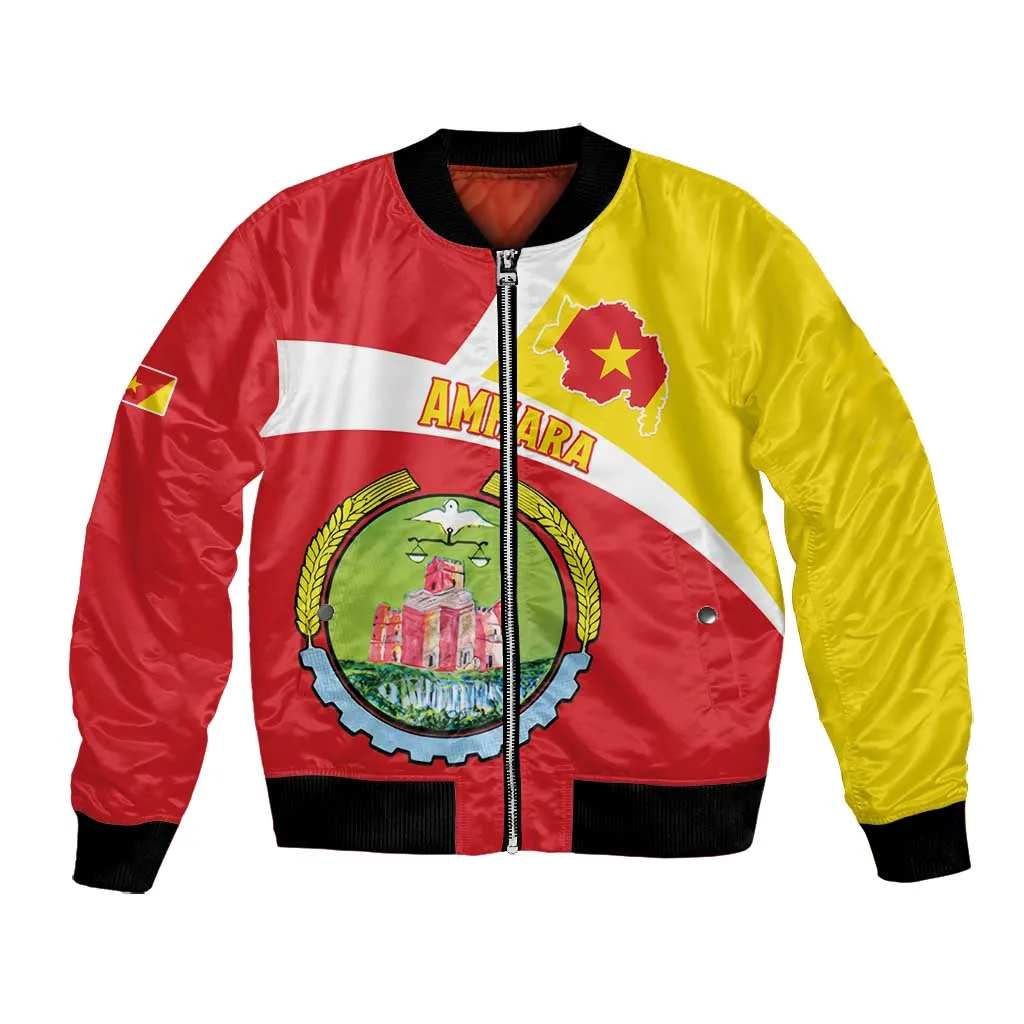 Personalized Amhara Region Bomber Jacket Coat Of Arms With Amhara Map LT15