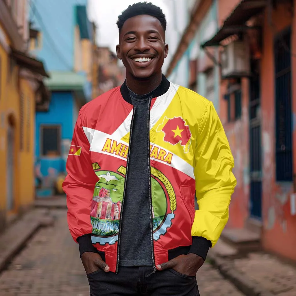 Personalized Amhara Region Bomber Jacket Coat Of Arms With Amhara Map LT15