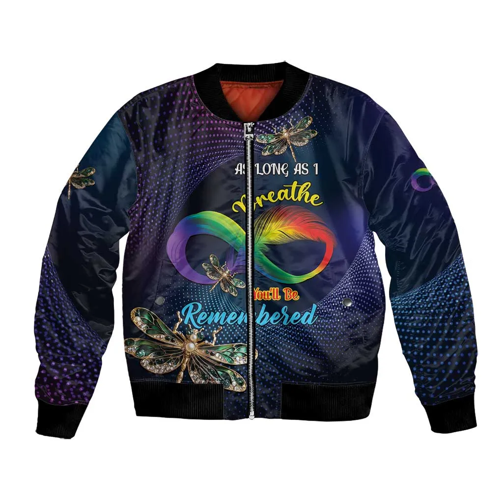 Personalized As Long As I Breathe You'll Be Remembered Bomber Jacket Luxury Dragonfly - Feather Infinity LT01