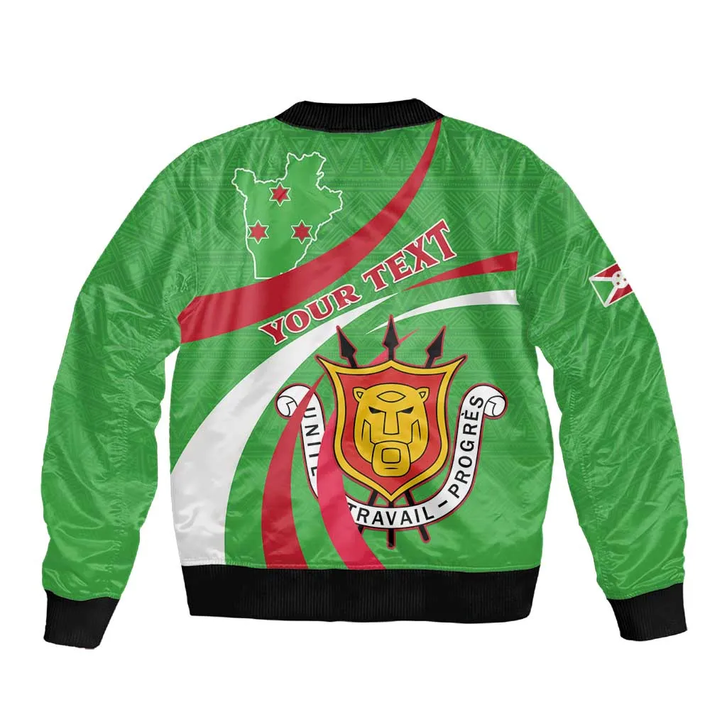 Personalized Burundi Sleeve Zip Bomber Jacket 63rd Anniversary of Independence LT15