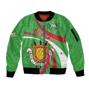 Personalized Burundi Sleeve Zip Bomber Jacket 63rd Anniversary of Independence LT15