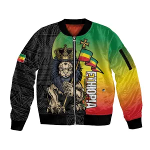 Personalized Ethiopia Sleeve Zip Bomber Jacket Happy National Day LT15