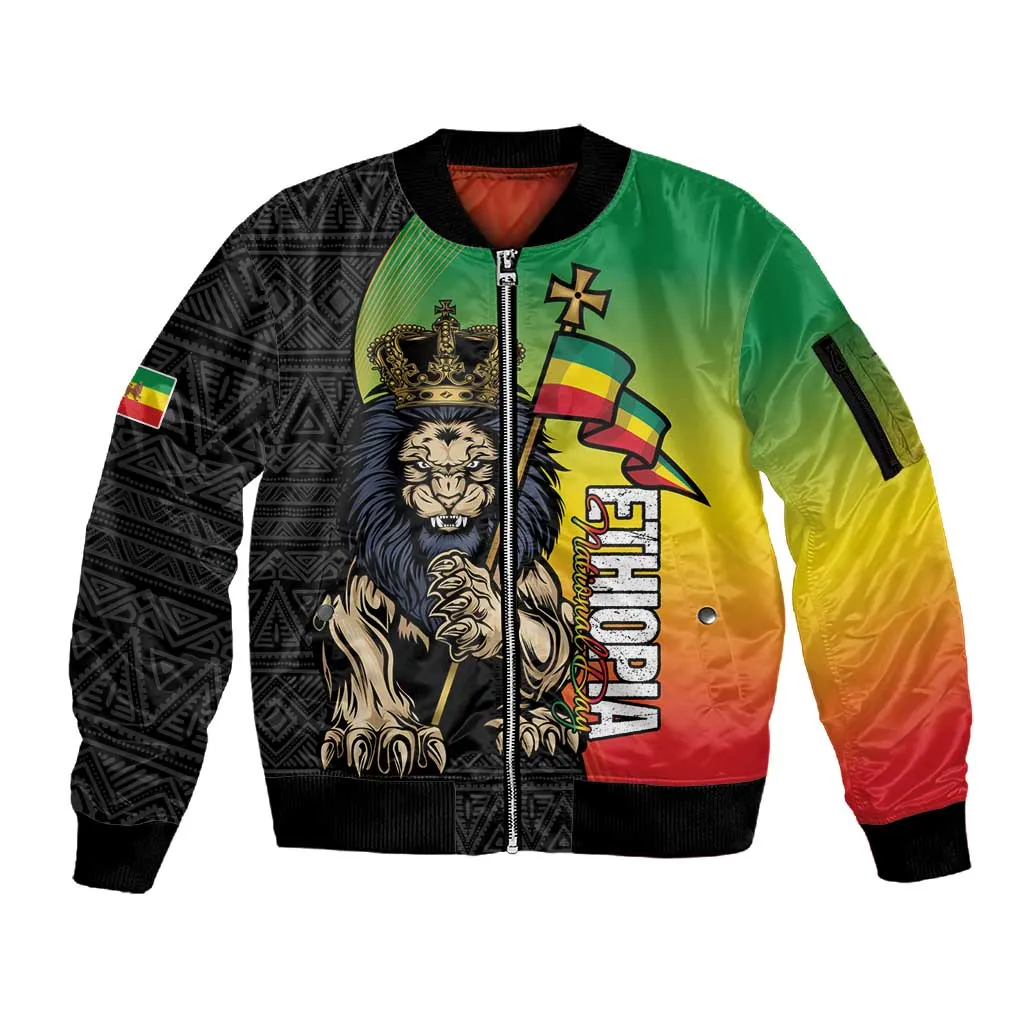 Personalized Ethiopia Sleeve Zip Bomber Jacket Happy National Day LT15