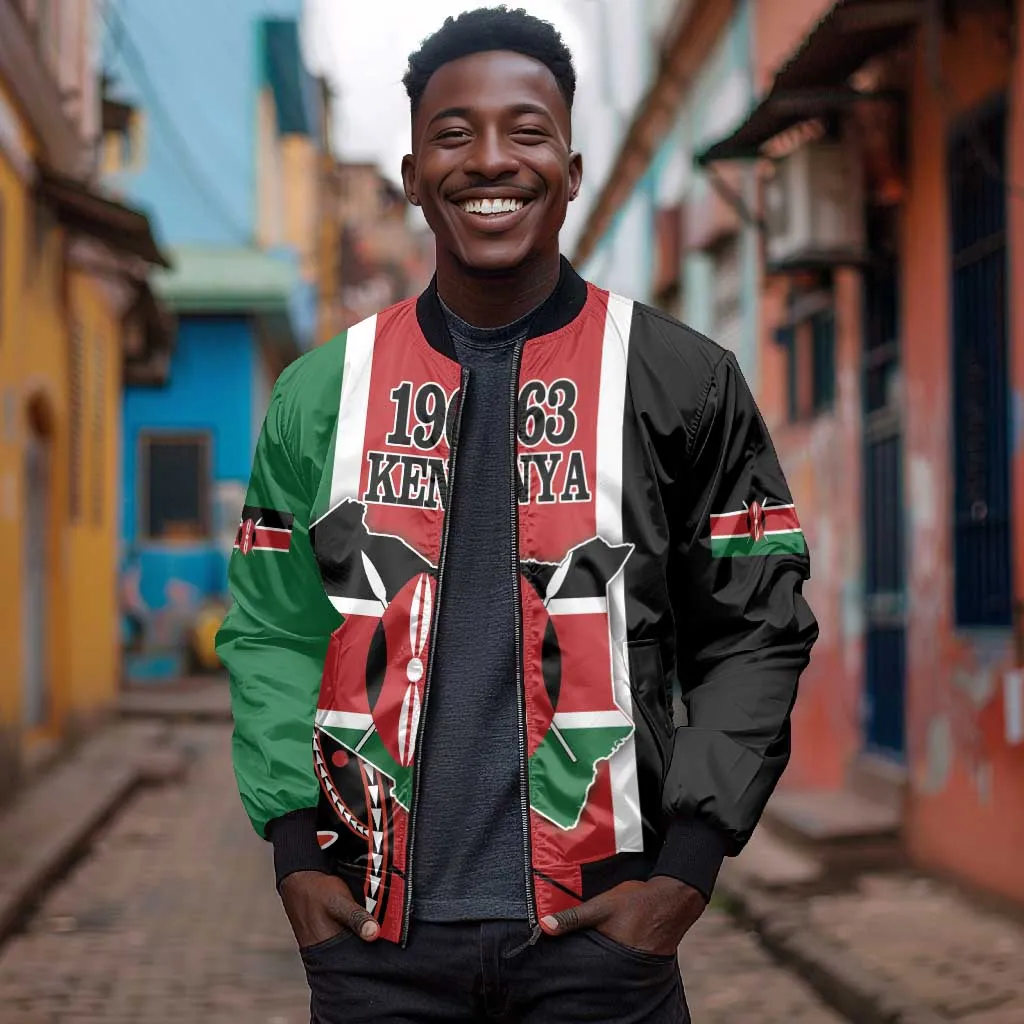Personalized Jamhuri Day Bomber Jacket Kenya Map With African Shield LT18