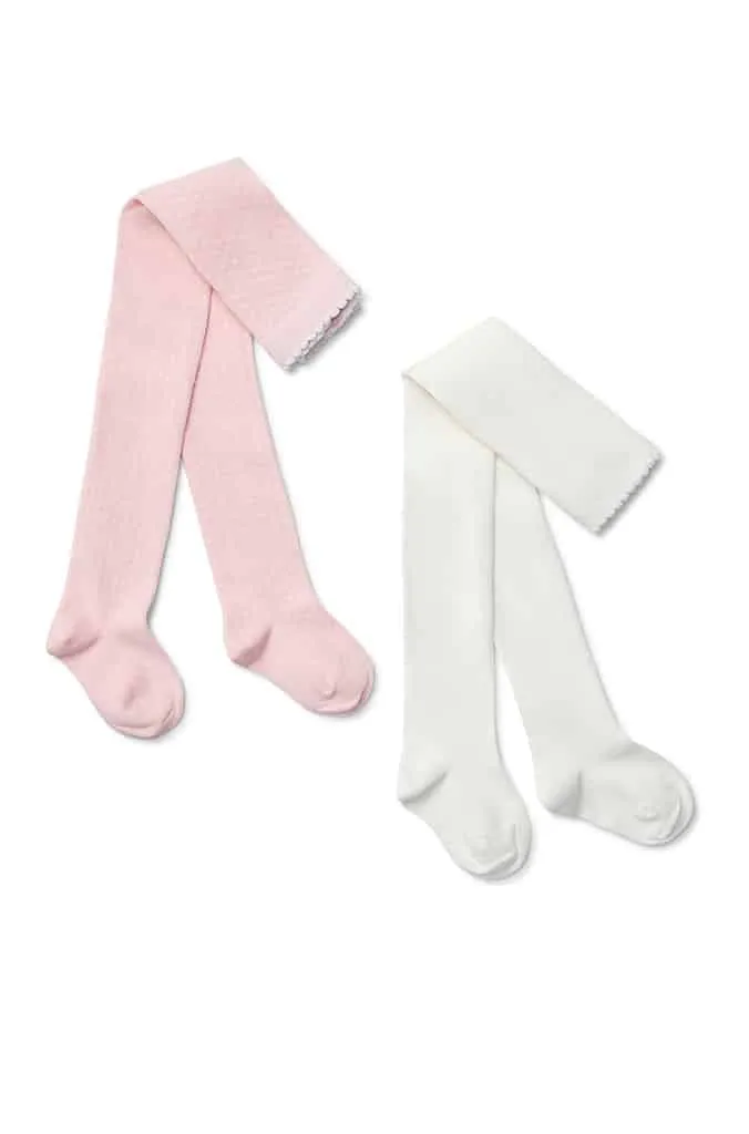 Pink Dots/Cream Tights 2 Pack