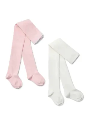 Pink Dots/Cream Tights 2 Pack