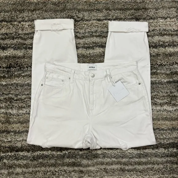 Pistola High Rise Relaxed Roller Jeans Sz 30 NWT | Pistola White Relaxed Fit