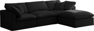 Plush Black Velvet Standard Cloud Modular Sectional