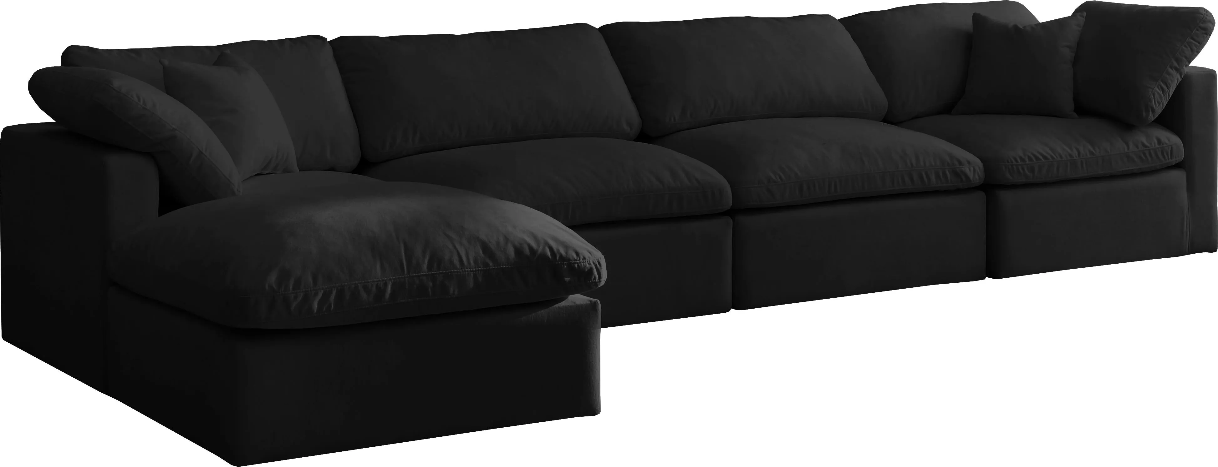 Plush Black Velvet Standard Cloud Modular Sectional