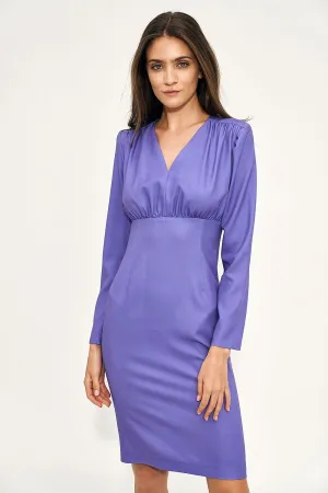 Pointed Neckline Fitted Midi Dress