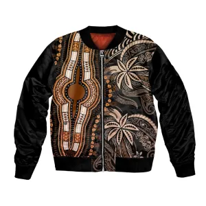 Polynesia Mixed African Dashiki Bomber Jacket Afro-pacific Culture - Gold LT9