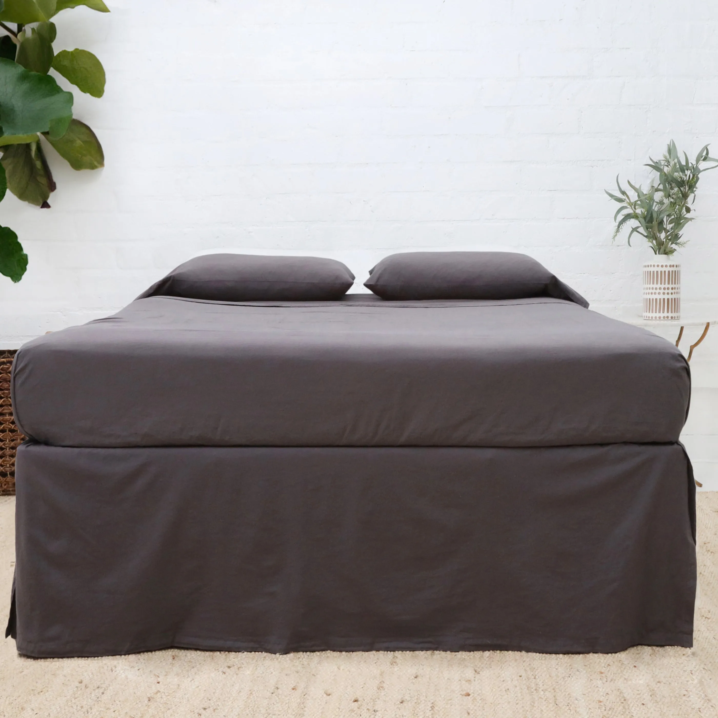 Pom Pom at Home Paneled Midnight Crinkled Cotton Bedskirt ~ Available in Twin, Queen and King Sizes