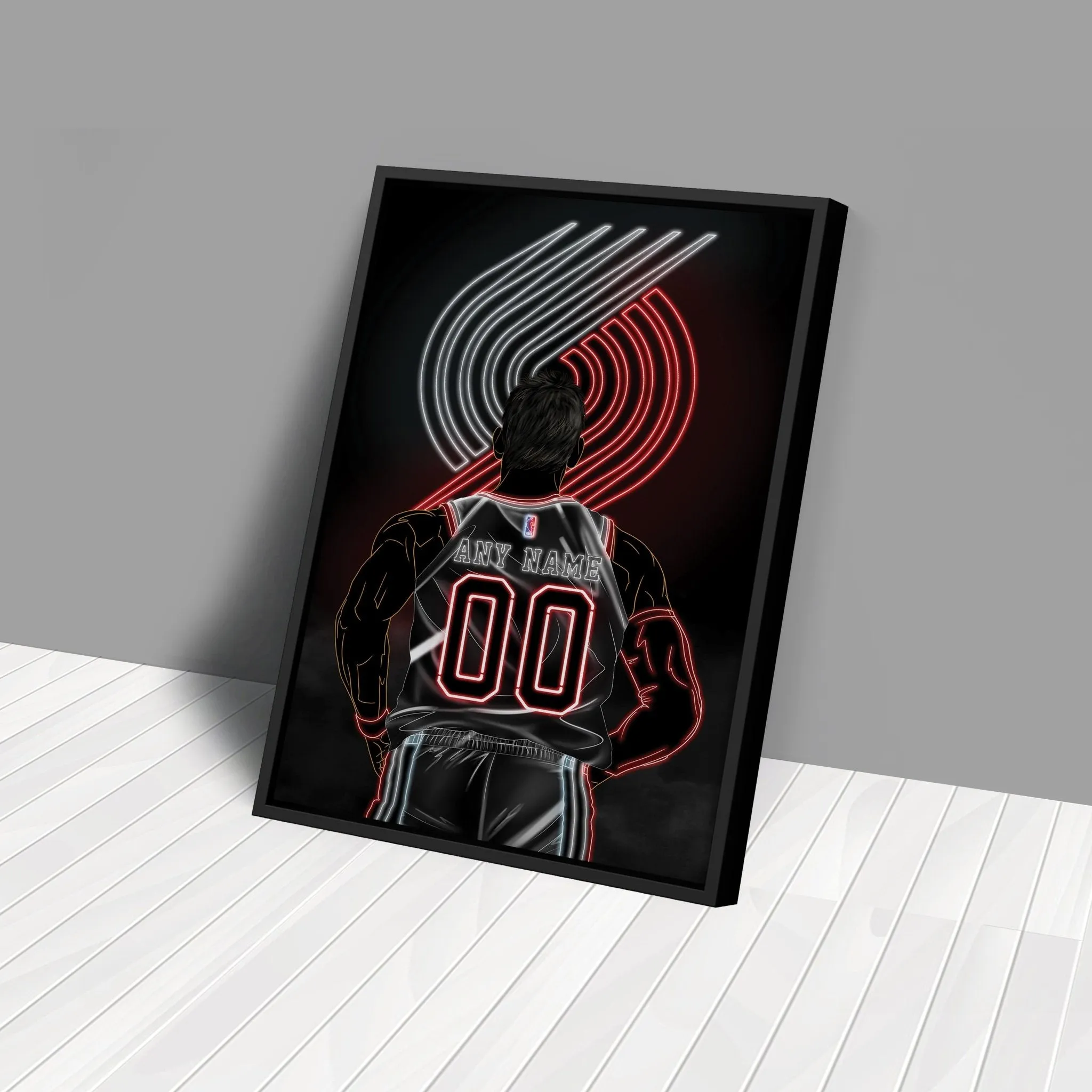 Portland Trail Blazers Personalized Jersey Canvas | Neon Wall Art