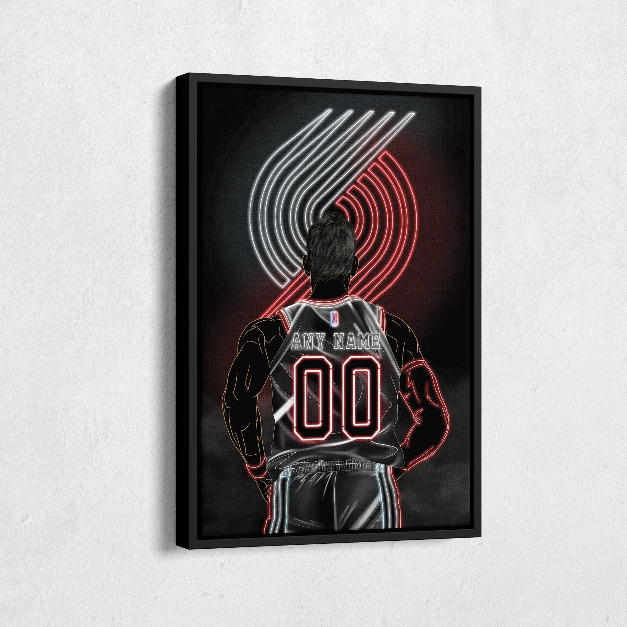 Portland Trail Blazers Personalized Jersey Canvas | Neon Wall Art