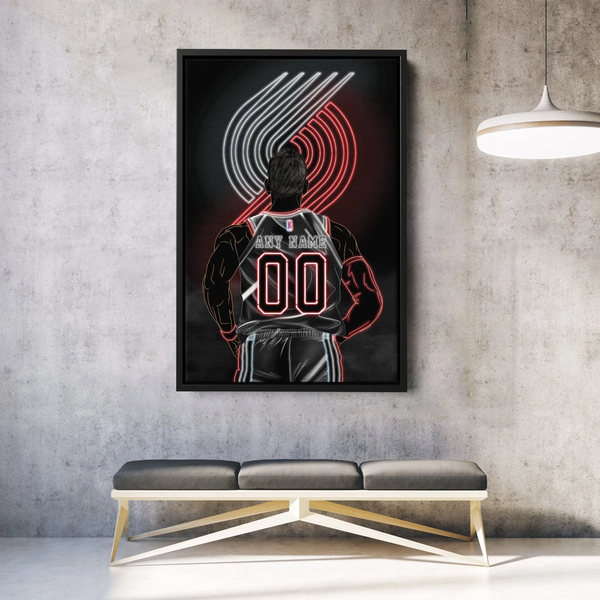 Portland Trail Blazers Personalized Jersey Canvas | Neon Wall Art