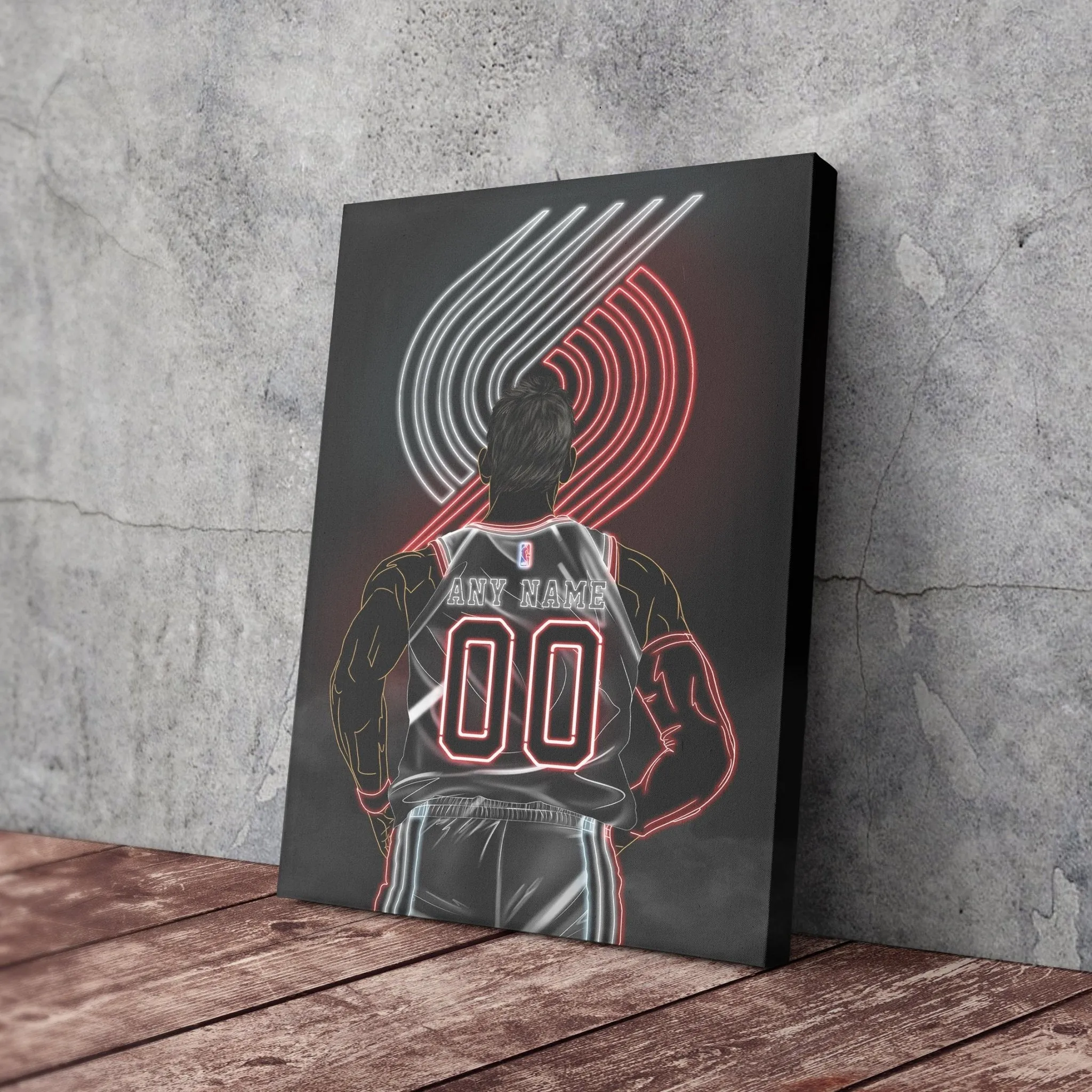 Portland Trail Blazers Personalized Jersey Canvas | Neon Wall Art