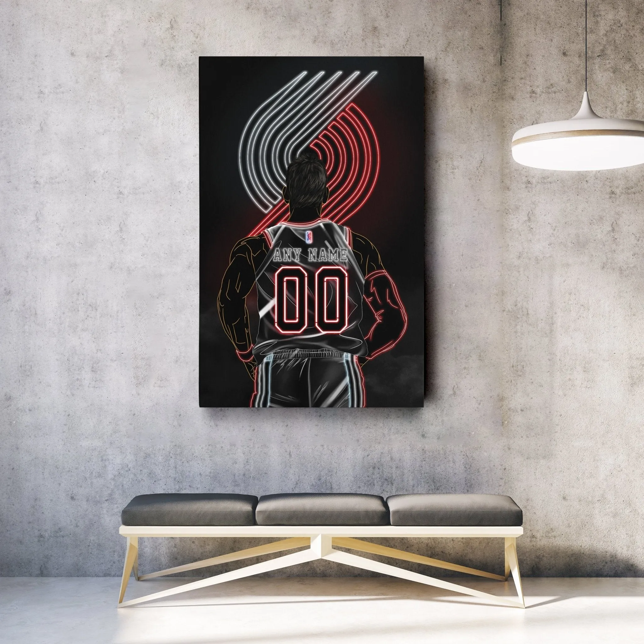 Portland Trail Blazers Personalized Jersey Canvas | Neon Wall Art