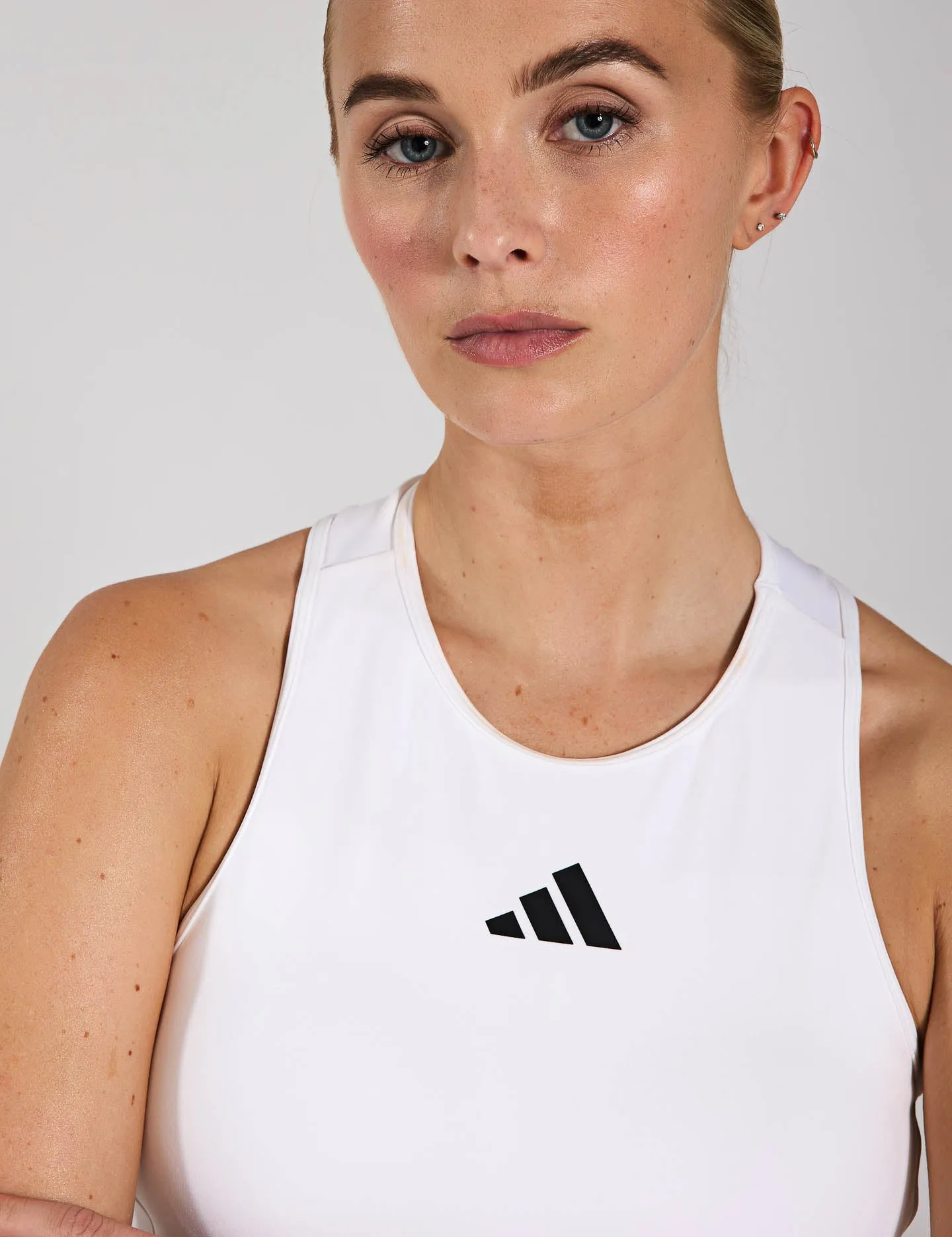 Power 3-Stripes Racerback Bra Tank Top - White