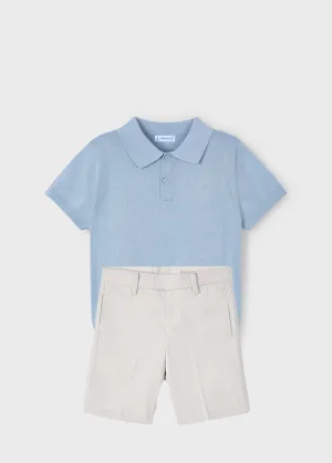 Pre-Order Mayoral 3104 Pearl Polo Shirt and Mayoral 3219 Slim Shorts