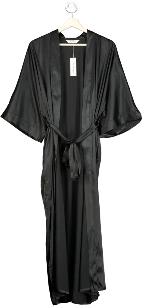 Prodesign Black Satin Kimono Robe One Size