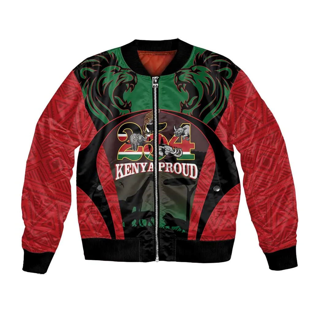 Proud Kenya 254 Bomber Jacket Safari Animals - African Pattern LT14