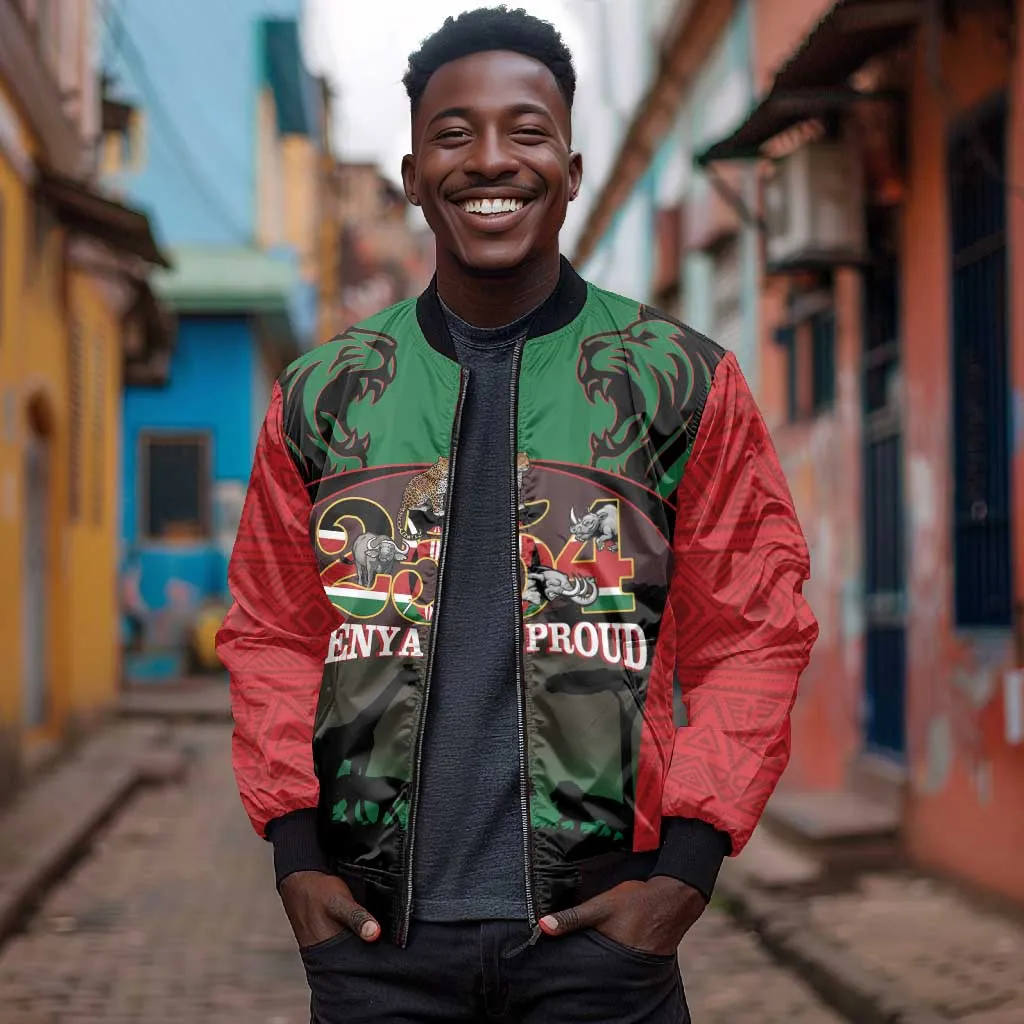 Proud Kenya 254 Bomber Jacket Safari Animals - African Pattern LT14