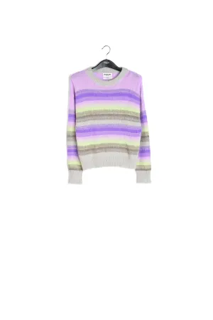 Purple, mint green and beige striped knit sweater