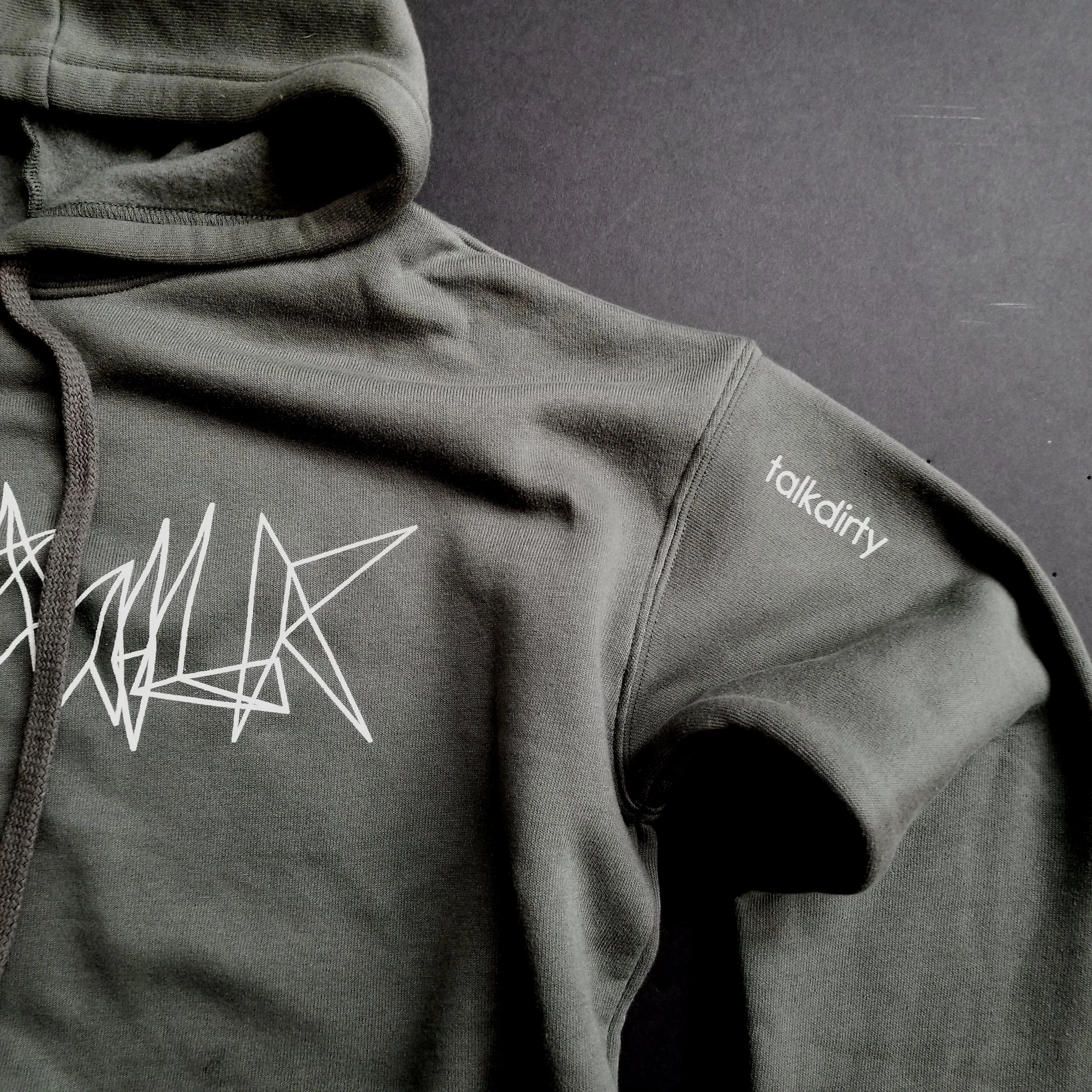 "Dirty" Crop Hooded Sweat Olive