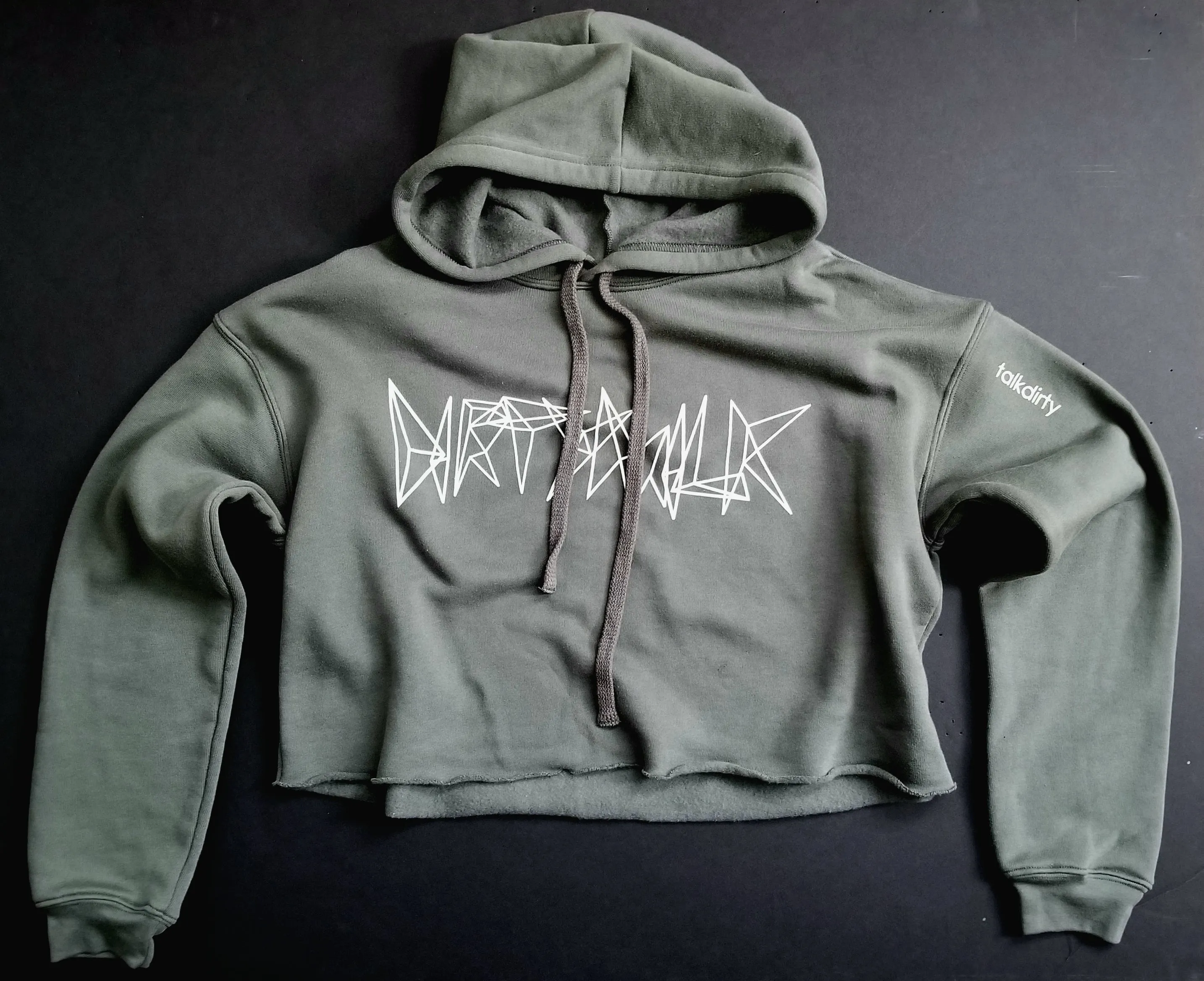 "Dirty" Crop Hooded Sweat Olive