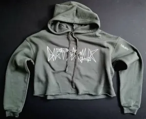 "Dirty" Crop Hooded Sweat Olive