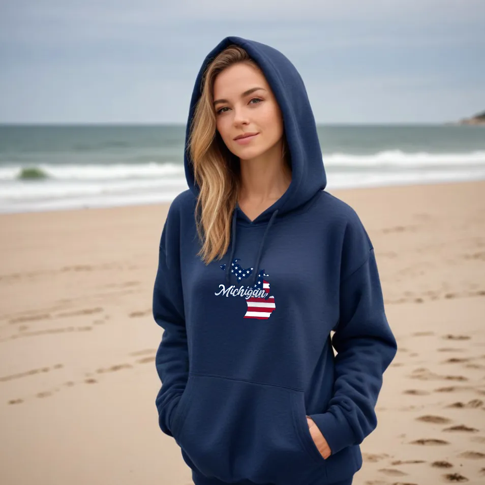 "Patriotic Michigan" Relaxed Fit Classic Unisex Hoodie