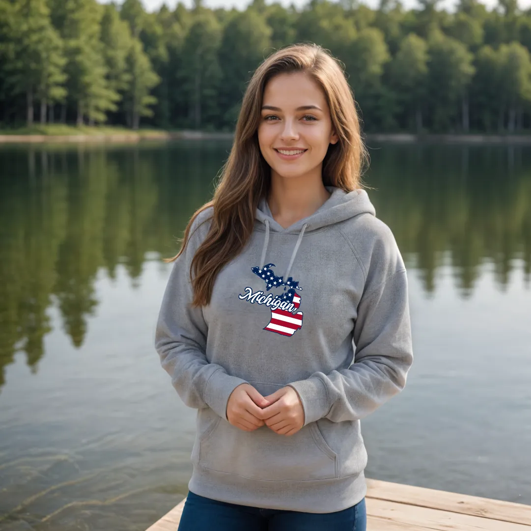 "Patriotic Michigan" Relaxed Fit Classic Unisex Hoodie