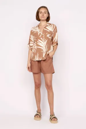 Rafina Short Sleeve Shirt - Tan/Cream