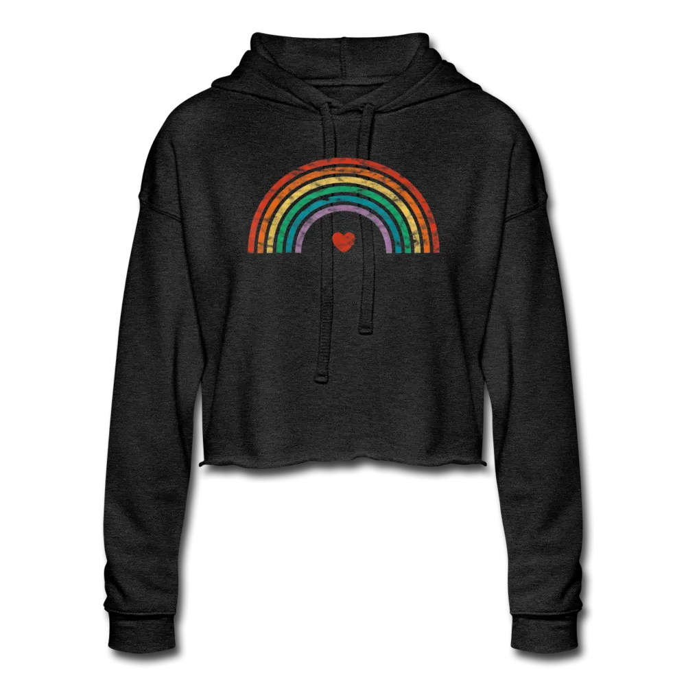 Rainbow Heart LGBTQ Pride Women’s Cropped Premium Pullover Hoodie