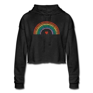 Rainbow Heart LGBTQ Pride Women’s Cropped Premium Pullover Hoodie