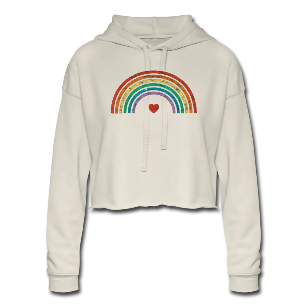 Rainbow Heart LGBTQ Pride Women’s Cropped Premium Pullover Hoodie