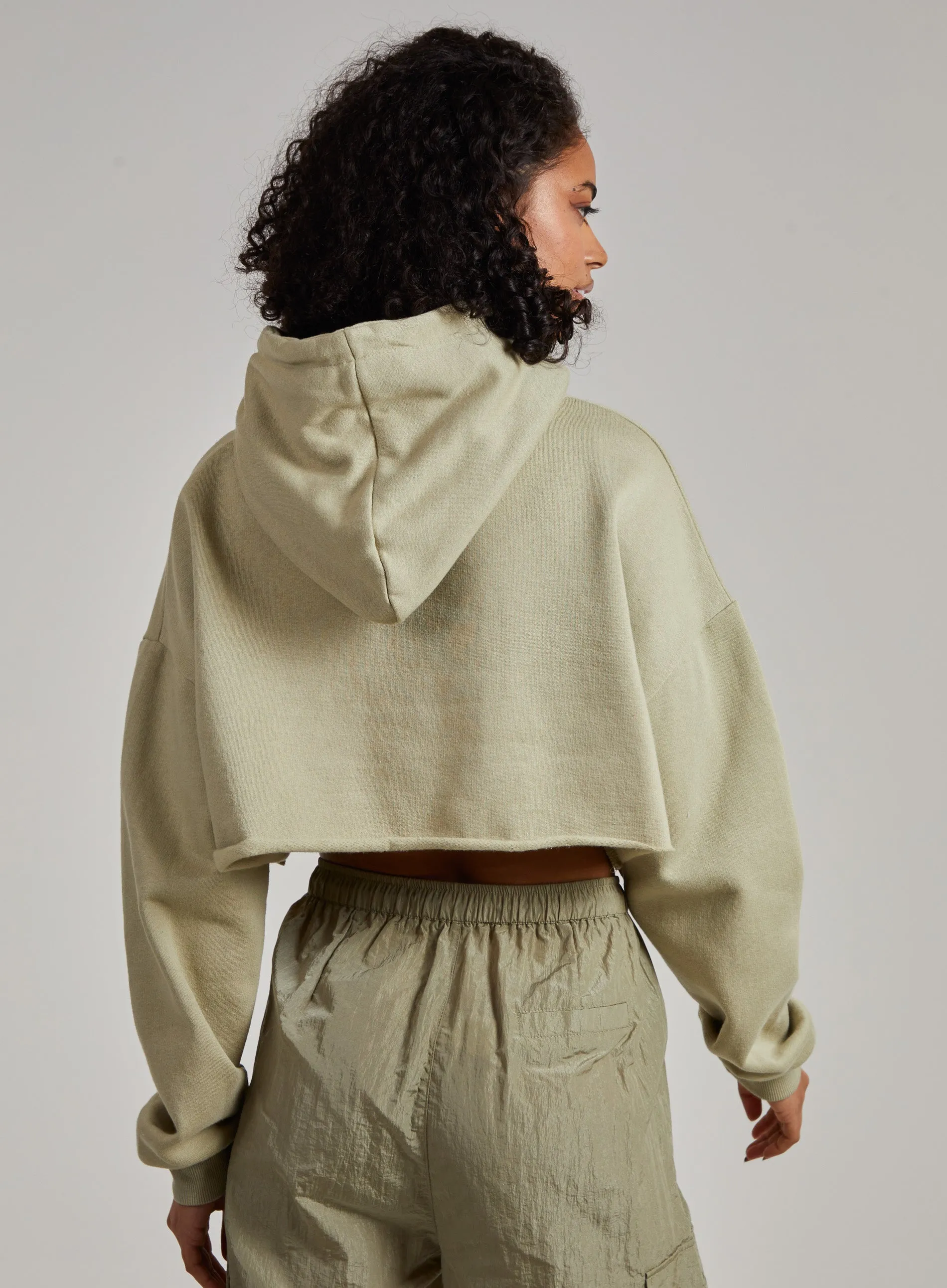 Raw Hem Cropped Hoodie